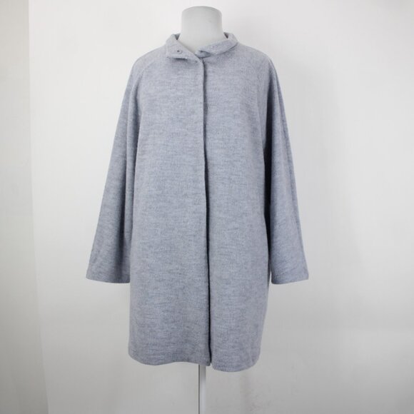 Cynthia Rowley Sz 2X Light Blue Collared Pockets Unlined 100% Wool Coat - Picture 2 of 16